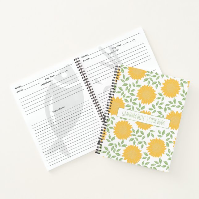 Carnet Recette de Motif de tournesol mignonne de grand-mè (Intérieur)
