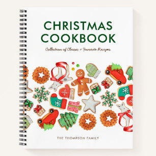 Carnet Recette de Noël personnalisée blanc et vert