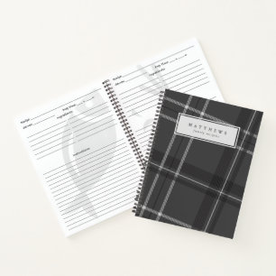 Carnet Recette familiale personnalisée en plaid gris