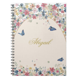 Carnet Recette Fleurs de champ papillon Élégant 