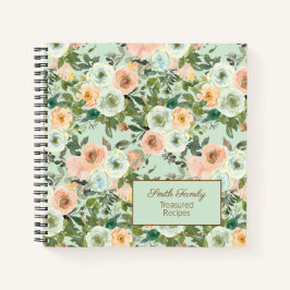 Carnet Recette florale aquarelle de pêche à la menthe