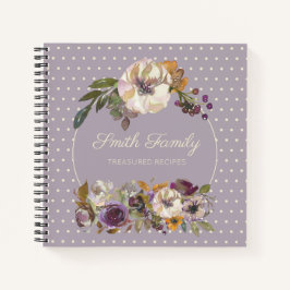 Carnet Recette florale personnalisée violet jaune ivoire