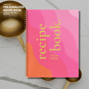 Carnet Recette Gras Retro Moderne rose et or Monogramme R