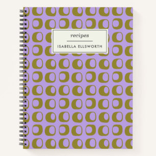 Carnet Recette Motif de lavande rétro mi-siècle mi