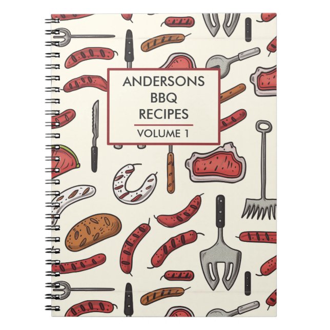 Carnet Recette personnalisée BBQ peinte à la main (Devant)