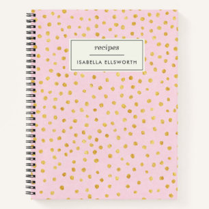 Carnet Recette personnalisée Cute Chic Pink Gold Polka P