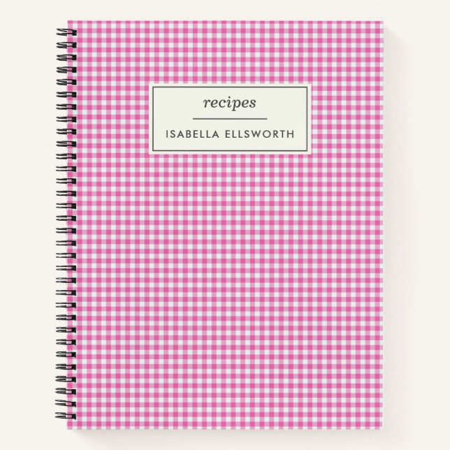 Carnet Recette personnalisée Cute Retro Rose En vichy Pla (Devant)