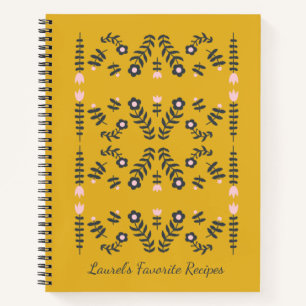 Carnet Recette personnalisée de la fleur scandinave jaun