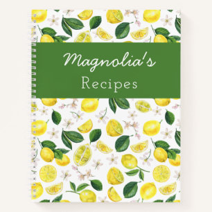 Carnet Recette personnalisée de Motif de citron
