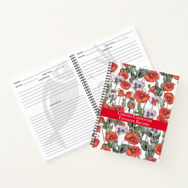 Carnet Recette personnalisée du Motif de pies rouge et vi (Intérieur)