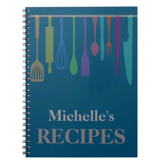 Carnet Recette personnalisée d'ustensiles de cuisine (Devant)