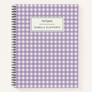 Carnet Recette personnalisée gingham à carreaux rétro lil