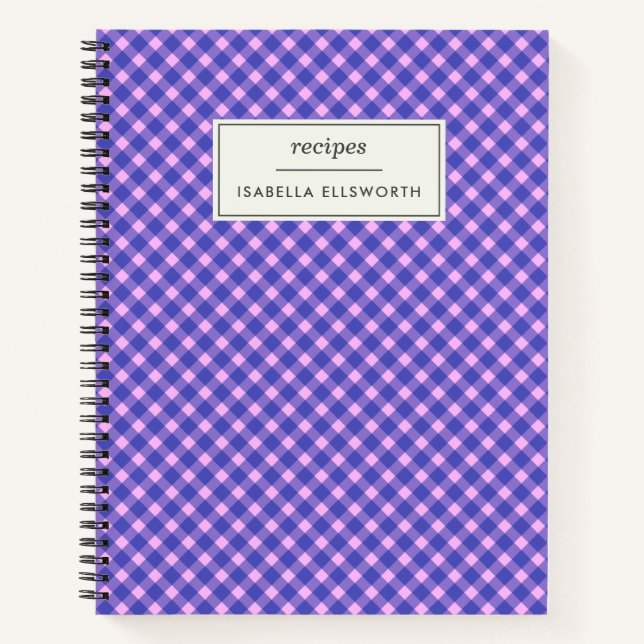 Carnet Recette personnalisée mignonne rose pourpre En vic (Devant)