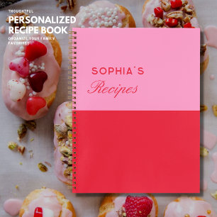 Carnet Recette rose et rouge simple et élégante