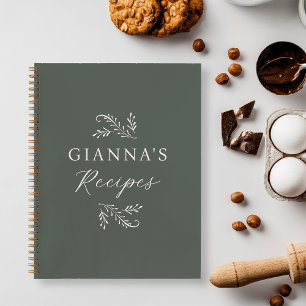 Carnet Recette végétale verte personnalisée