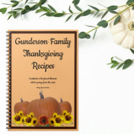 Carnet Recettes d'Action de grâce Citrouille Sunflowers G