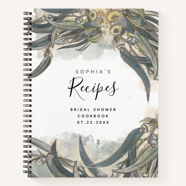 Carnet Recettes de Baby Shower de mariage aux feuilles d' (Devant)