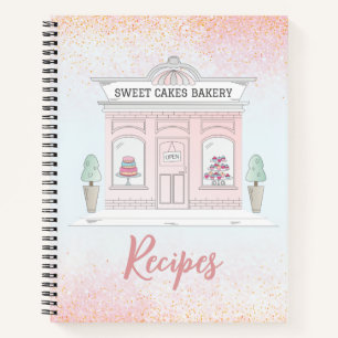 Carnet Recettes de boulangerie   Parties scintillant rose