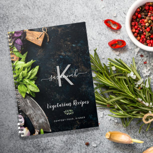 Carnet Recettes de cuisine végétarienne rustique monogram