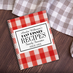 Carnet Recettes de dîner faciles nom de contrôle rouge