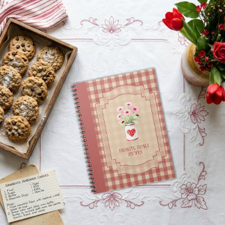 Carnet Recettes de Famille Rustiques Vintage Rouge Cottag