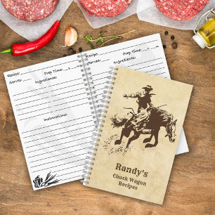 Carnet Recettes de l'Ouest Rodeo Cowboy Chuck Wagon Recet