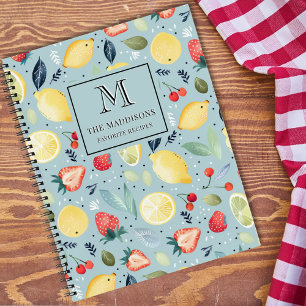 Carnet Recettes de monogramme de famille à motif de fruit