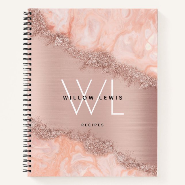 Carnet Recettes de Parties scintillant rose Gold Blush Pi (Devant)