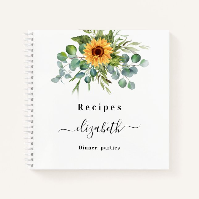Carnet Recettes de tournesol eucalyptus vert nom du scrip (Devant)