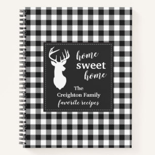 Carnet Recettes de vacances familiales à carreaux noirs e