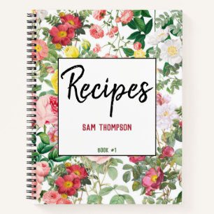 Carnet Recettes du jardin de printemps Vintage Rose Flora