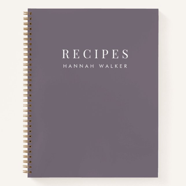 Carnet Recettes | Élégant Purple Sophistiqué Minimal (Devant)