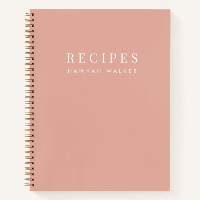 Carnet Recettes | Élégante Recette féminine rose-blanc (Devant)