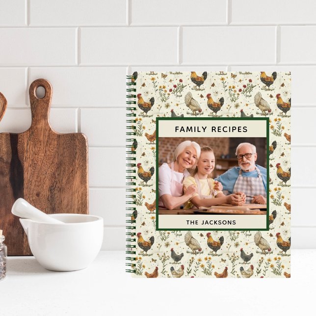 Carnet recettes familiales photo ferme coosters poules (Créateur téléchargé)
