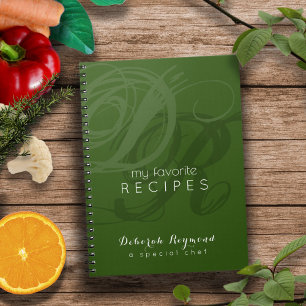 Carnet Recettes favorites Monogramme Vert