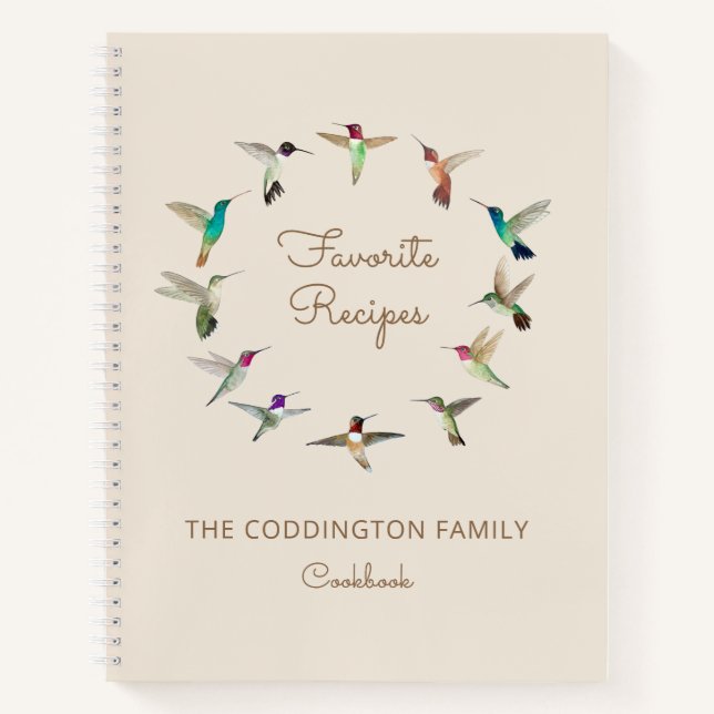 Carnet Recettes Favorites Personnalisées Colibris Califor (Devant)