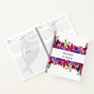 Carnet Recettes Fleurs Vives Audacieuses Jolies Personnal