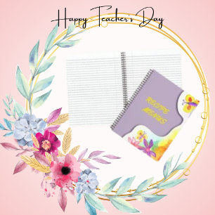 Carnet Recettes Menus, Aquarelle jaune Papillon