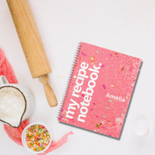 Carnet Recettes modernes de paillettes liquides avec nom