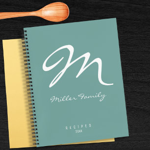Carnet Recettes Monogramme Dusty Blue