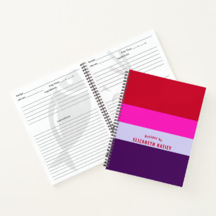 Carnet Recettes Motifs rouges, roses et violettes