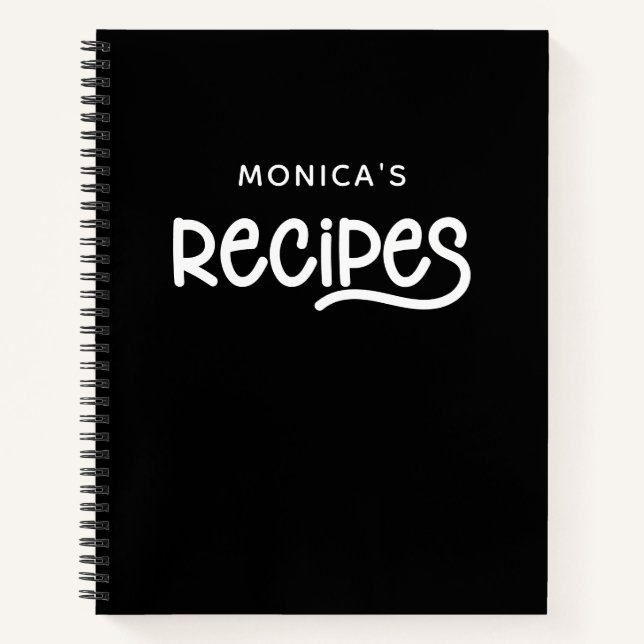 Carnet Recettes personnalisées en noir et blanc (Devant)