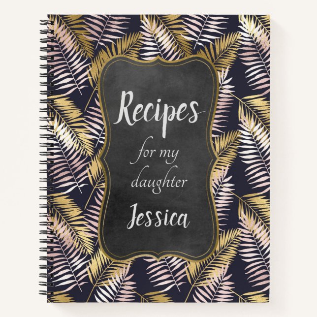 Carnet Recettes personnalisées pour ma fille avec Feuille (Devant)