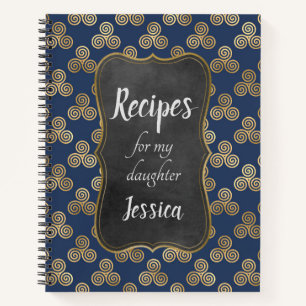 Carnet Recettes personnalisées pour ma fille Bleu Celtiq