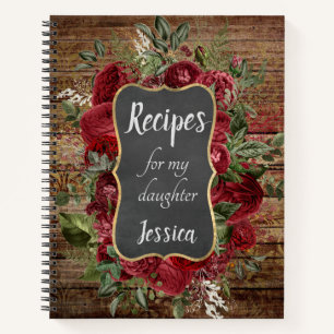 Carnet Recettes personnalisées pour ma fille Rouge Flora