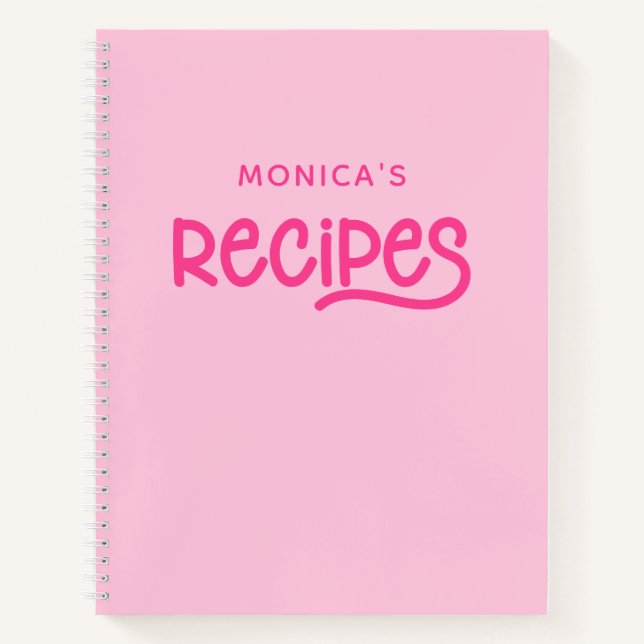 Carnet Recettes personnalisées rose et fuchsia (Devant)