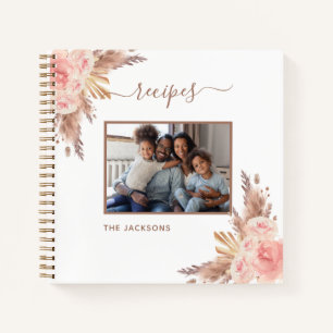 Carnet Recettes photo de famille pampas herbe rose fleuri