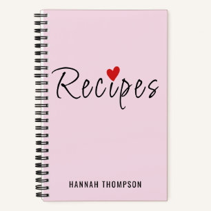 Carnet Recettes romantiques personnalisées Écrivez vos pr