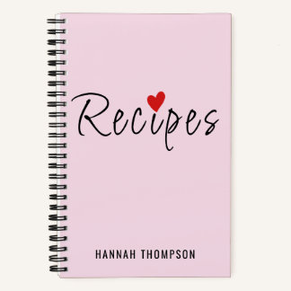 Carnet Recettes romantiques personnalisées Écrivez vos pr
