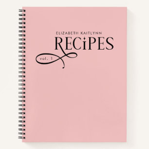 Carnet Recettes rose poudré élégantes et personnalisées m